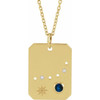 14 Karat Yellow Gold Natural Blue Sapphire and .0075 Carat Natural Diamond Capricorn Zodiac 16 inch Necklace