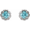 Platinum 5 mm Natural Blue Zircon Claw Prong Rope Earrings
