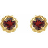 14 Karat Yellow Gold 5 mm Natural Mozambique Garnet Claw Prong Rope Earrings