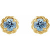 14 Karat Yellow Gold 5 mm Natural Aquamarine Claw Prong Rope Earrings