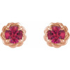 14 Karat Rose Gold 5 mm Natural Ruby Claw Prong Rope Earrings
