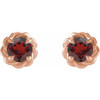 14 Karat Rose Gold 5 mm Mozambique Garnet Claw Prong Rope Earrings