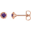 14 Karat Rose Gold 5 mm Natural Amethyst Claw Prong Rope Earrings