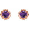 14 Karat Rose Gold 5 mm Natural Amethyst Claw Prong Rope Earrings
