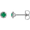 14 Karat White Gold 5 mm Natural Emerald Claw Prong Rope Earrings