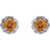 Platinum 5 mm Natural Citrine Claw Prong Rope Earrings