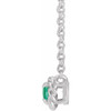 14 Karat White Gold 4.5 mm Lab Grown Emerald Claw-Prong Rope 18 inch Necklace
