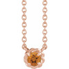 14 Karat Rose Gold 4.5 mm Citrine Claw Prong Rope 18 inch Necklace