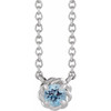 Platinum 4 mm Aquamarine Gem Claw Prong Rope 18 inch Necklace