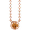 14 Karat Rose Gold 4 mm Citrine Claw Prong Rope 18 inch Necklace
