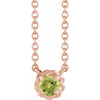 14 Karat Rose Gold 4 mm Peridot Claw Prong Rope 18 inch Necklace