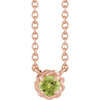 14 Karat Rose Gold 5 mm Peridot Claw Prong Rope 18 inch Necklace