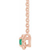 14 Karat Rose Gold 3 mm Emerald Claw Prong Rope 18 inch Necklace