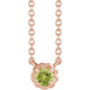 14 Karat Rose Gold 3 mm Peridot Claw Prong Rope 18 inch Necklace