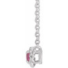 Platinum 3 mm Pink Tourmaline Claw Prong Rope 18 inch Necklace