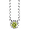 Platinum 3 mm Peridot Claw Prong Rope 18 inch Necklace