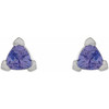 Platinum 4 mm Trillion Natural Tanzanite V Prong Earrings