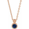 14 Karat Rose Gold Blue Sapphire Screw 16 inch Necklace