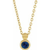 14 Karat Yellow Gold Natural Blue Sapphire Screw 16 inch Necklace