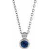 14 Karat White Gold Natural Blue Sapphire Screw 16 inch Necklace