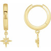 14 Karat Yellow Gold .0075 Carat Natural Diamond Celestial Hinged Hoop Earrings