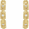 14 Karat Yellow Gold .04 Carat Natural Diamond Chain Link 12.5 mm Huggies