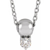 Sterling Silver 0.10 Carat Natural Diamond Bead 16 inch Necklace