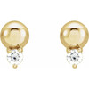 14 Karat Yellow Gold .06 Carat Natural Diamond Bead Earrings