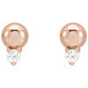 14 Karat Rose Gold .03 Carat Natural Diamond Bead Earrings