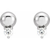 Sterling Silver .06 Carat Natural Diamond Bead Earrings