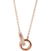 14 Karat Rose Gold .08 Carat Diamond Interlocking Circle 18 inch Necklace
