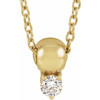 14 Karat Yellow Gold .03 Carat Natural Diamond Bead 16 inch Necklace