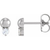 Sterling Silver 0.13 Carat Natural Diamond Bead Earrings