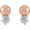 14 Karat Rose Gold 0.33 Carat Natural Diamond Bead Earrings