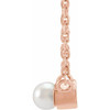 14 Karat Rose Gold Cultured Seed Pearl and 0.16 Carat Diamond Petite Bar 18 inch Necklace