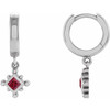 Sterling Silver Lab Grown Ruby Beaded Bezel Set Hoop Earrings