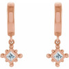 14 Karat Rose Gold 0.20 CT Natural Diamond Beaded Bezel Set Hoop Earrings