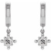 Platinum Natural White Sapphire Beaded Bezel Set Hoop Earrings