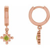 14 Karat Rose Gold Natural Peridot Beaded Bezel Set Hoop Earrings