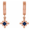 14 Karat Rose Gold Lab Grown Blue Sapphire Beaded Bezel Set Hoop Earrings