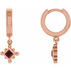 14 Karat Rose Gold Mozambique Garnet Beaded Bezel Set Hoop Earrings