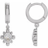 Platinum 0.33 Carat Natural Diamond Beaded Bezel Set Hinged Hoop Earrings