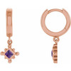 14 Karat Rose Gold Natural Amethyst Beaded Bezel Set Hoop Earrings