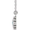 14 Karat White Gold Aquamarine Gem Bezel Set Beaded 16 inch Necklace