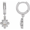 Sterling Silver 0.33 Carat Natural Diamond Beaded Bezel Set Hinged Hoop Earrings