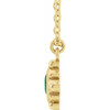 14 Karat Yellow Gold Lab Grown Emerald Bezel Set Beaded 16 inch Necklace