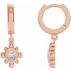 14 Karat Rose Gold 0.33 Carat Natural Diamond Beaded Bezel Set Hinged Hoop Earrings