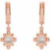 14 Karat Rose Gold 0.33 Carat Natural Diamond Beaded Bezel Set Hinged Hoop Earrings