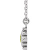 14 Karat White Gold Peridot Bezel Set Beaded 16 inch Necklace