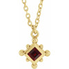 14 Karat Yellow Gold Natural Mozambique Garnet Bezel Set Beaded 16 inch Necklace